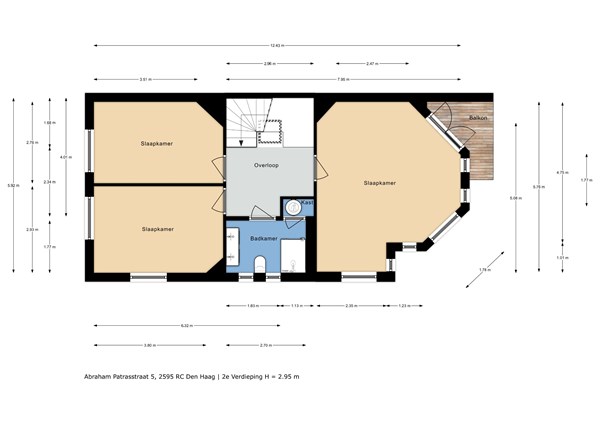 Floorplan - Abraham Patrasstraat, 2595 RC The Hague